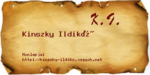 Kinszky Ildikó névjegykártya